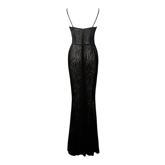 Ulani Black Velvet Mesh Maxi Dress - Picture 13 of 15